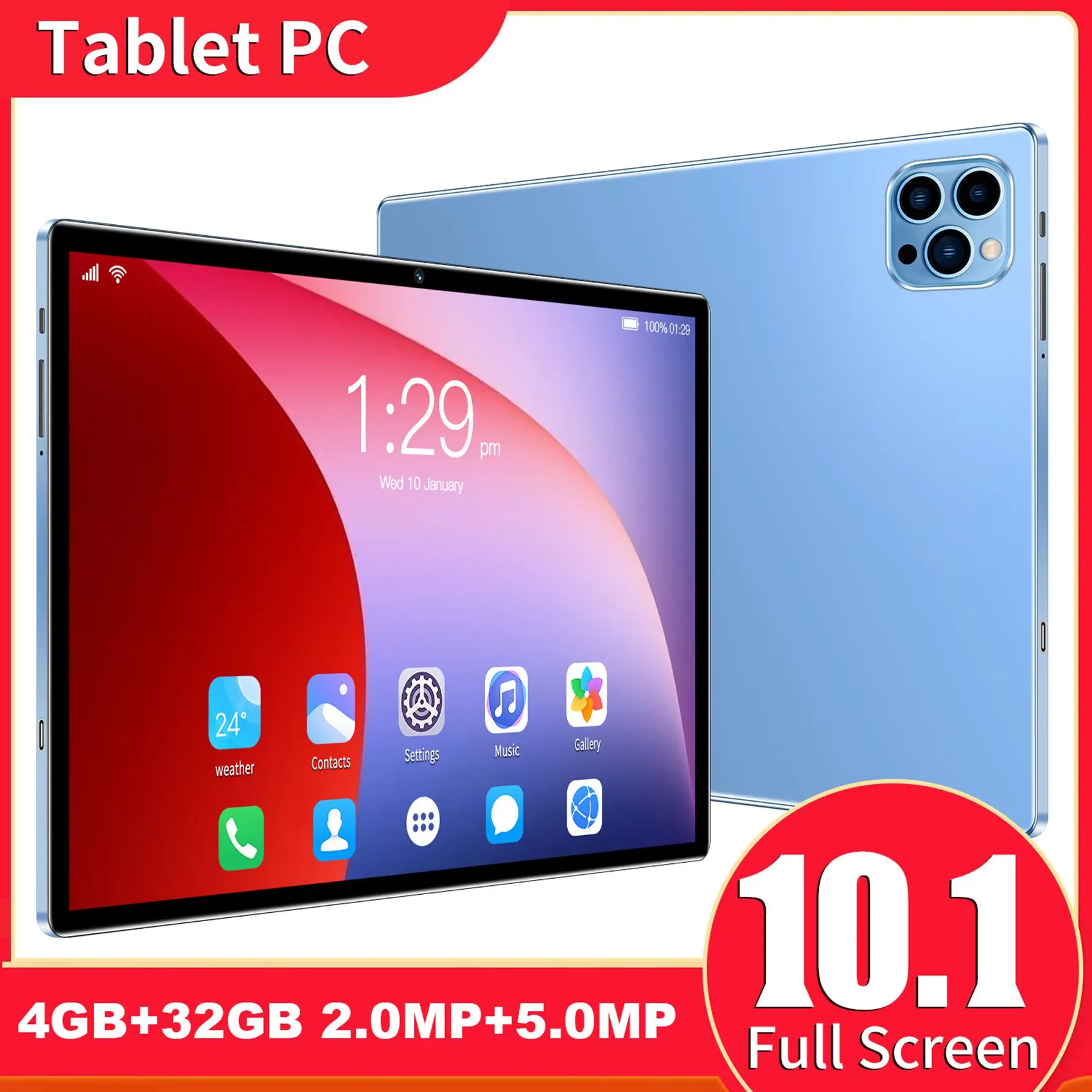 10.1-Инчов Таблет С 4 + 32G Android Smart Tablet PC 4G 8-Ядрен модул за Обучение Гейм Таблет С Поддръжка на Двойна Карта Син Plug EU