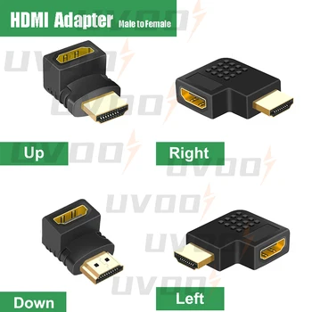 UVOOI HDMI-съвместим адаптер-сплитер за мъже и жени, конвертор на 90 270 градуса, удължителен кабел за адаптер на монитора на лаптопа PS4 HDTV