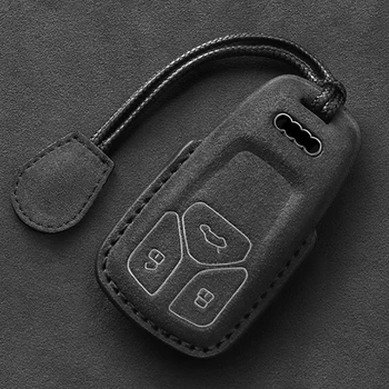 Кожен Калъф за ключове за автомобили Audi A4 B9 A1 A3 A5 A6 8S 8W Q3 Q5 Q7 4M S4 S5 S7 TT TTS TFSI RS Ключодържател Велур Автоаксесоари