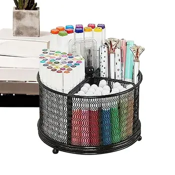 Органайзер за химикалки и моливи Мрежест Настолен Органайзер с въртяща се на 360 градуса кутия за съхранение на канцеларски материали за работния плот Caddy и предмети на изкуството