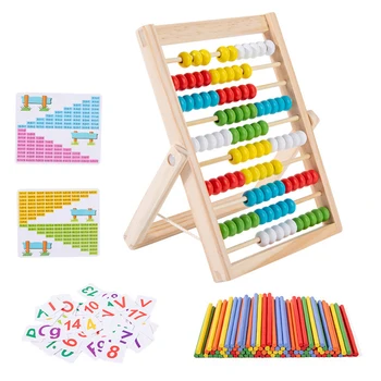 Подарък Дървена Abacus Домашна Рамка на Обучението по математика За деца Английска школа Монтесори посредник между ръководството пръчки Класически Цветни Мъниста