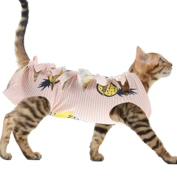 Пижамная риза Костюм за кастрация на домашни любимци, дрехи за възстановяване след операция, дрехи за котки, Защитно козина, кучето След Жилетка, Кожни заболявания, Памук