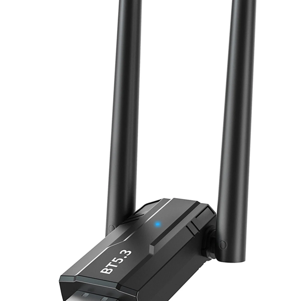 USB-адаптер Dongle 3 Mbps, съвместим с Bluetooth 5.3, Двойна антена с ниска консумация на енергия за компютър, Тонколони, мишка