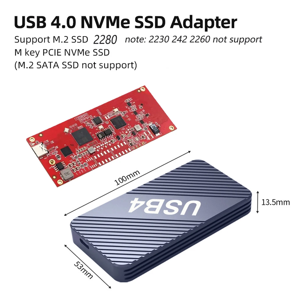USB4.0 M2 NVMe SSD Корпус 40 gbps M. 2 SSD корпус PCIe3.0 x4 Алуминий Съвместим Thunderbolt 3 4 за PCIE 3,0 4,0 NVMe SSD 2280