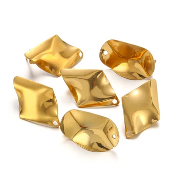 10шт Златни Ромбовидных правоъгълни, овални обеци от неръждаема стомана с отвори, подходящи Аксесоари за обеци 