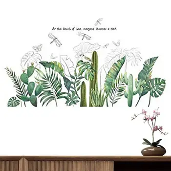 30 cm x 90 cm, PVC Стикер за стена със зелени Растения, НАПРАВИ си САМ, Плажни Стикери за стена под формата на Тропически Палмови листа, Модерно Изкуство, Винилови стикери за Декорация на стени