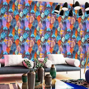 3D стенни стенопис от павлиньих пера Ktv Съвременната мода Дневна спалня декорация на дома, тапети Papel De Pared