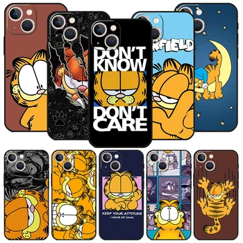 Cartoony Черен Калъф за телефон G-Garfield за Apple iPhone 14 12 13 Mini 11 Pro Max XR 7 8 + SE 2020 XS 6 6s Plus 5 5s Силиконов калъф