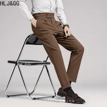 HLJ & GG Висококачествени Италиански Костюмные панталони, мъжки бизнес ежедневието на обикновен костюмные панталони за офиса, мъжки прилепнали панталони-молив