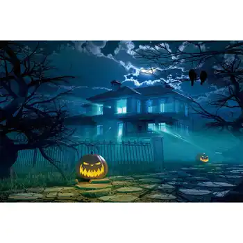 MOON.QG Фон за снимки Хелоуин история на ужасите Тиквен фенер Лунна нощ на Фона фотосесия На поръчка Подпори за детска фотосесия