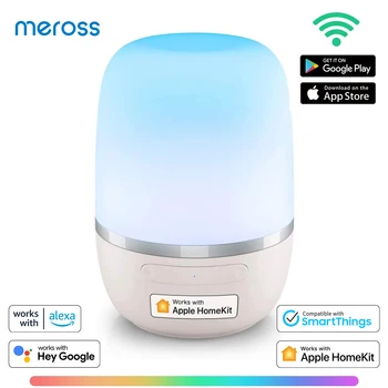 Meross HomeKit Умен Разсеяна Светлина, WiFi Led лека нощ за Спалня, Нощни лампи, с регулируема яркост, Работа с Siri, Alexa, Google Assistant