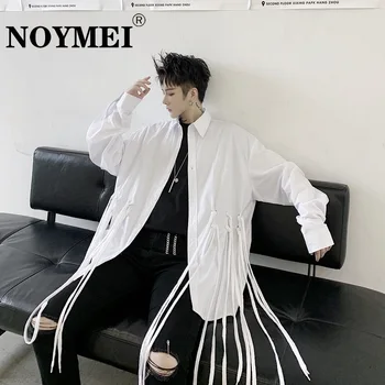 NOYMEI, Дизайнерски Мъжка риза с Дълъг ръкав и Ревери, Однобортный Монофонични Топ в Японски Стил, Модерен Универсален Топ WA1972
