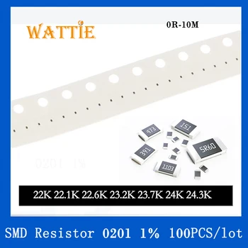 SMD резистор 0201 1% 22K 22,1 K 22,6 K 23,2 K 23,7 K 24-КАРАТОВО 24,3 K 100 бр./лот микросхемные резистори 1/20 W 0,6 мм *0,3 мм