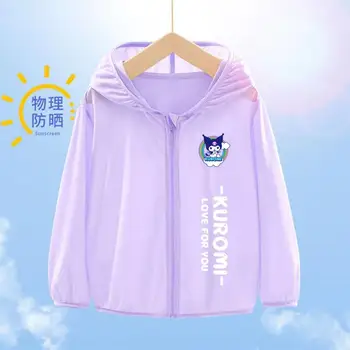 Sanrio Kuromi, детска солнцезащитная дрехи, летни нови дишащи върхове за по-големите деца, универсална ежедневна тънка яке с качулка