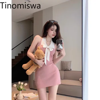 Tinomiswa Корейското луксозно една модерна Женствена рокля с отложным яка в Контрастен цвят, лоскутные рокли, Дамски Монтиране халат Femme