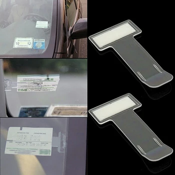 Автоматична папка за автомобилни билети, Мини Т-образна прозрачна чиста папка за билети, Кола, Планина за стайлинг на автомобили, Автомобилни аксесоари