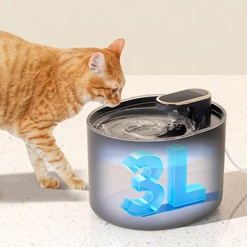 Автоматично фонтан за котки Обем 3 л С led подсветка, Безшумен Чешма за котки, USB-Електрическа Ясла, Захранващи с вода за домашни любимци, аксесоари за котки