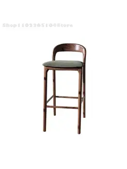 Бар стол с Модерен прост бар стол от масивно Дърво, бар стол от черен орех, бар стол за рецепцията, високо столче за употреба