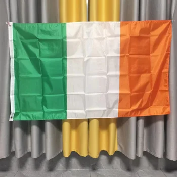 Безплатна доставка висок Клас флаг Ирландия 90x150 см 5*3 фута полиестер с двойно проникване печат Окачен знаме на Ирландия