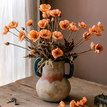 Бинауральное украса за офис, изработени ръчно, Реколта вази за сухи цветя, вази за хола, маса за хранене, саксия