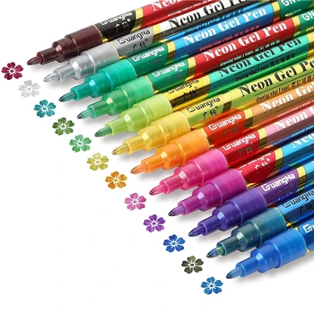 Блестящи химикалки с металик боя, блестящи маркери на водна основа, 12 цвята, комплект дръжки за поздравителни картички, художественото рисуване, наскальной живопис