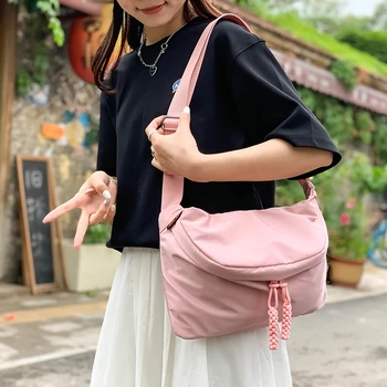 Висококачествена найлонова чанта през рамо на открито, нагрудная чанта с голям капацитет, Градинска тенденция студентски чанта на рамото, Дизайнерски дамски скута чанти-тоут