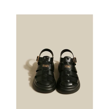 Дамски Спортни Римски сандали в черен цвят в дебела подметка, Нови летни и есенни Сандали на платформа, Дамски обувки Sandalias De Mujer