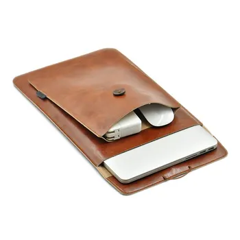 Двупластова 13-инчовата чанта за лаптоп с голям Капацитет, калъф от изкуствена кожа, калъф за M1 M2 MacBook Pro Air 13,3 13,6 Dell HP