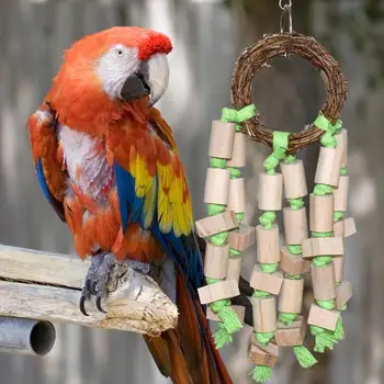 Дъвченето играчка за хранене на птици е Забавна Дървена играчка-Папагал, богат на функции и Устойчив На укусам Играчка за разрывания птици, Папагали, Образователни Играчки за птици