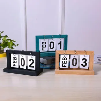 Дървен календар с панти страница, Изчистен, за дома, за обучение, общежитие, Настолен компютър, Маса, Предмети декор