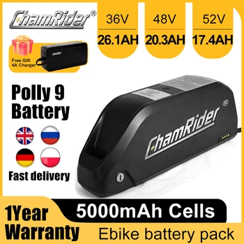 Електрическа Батерия ChamRider Оригиналната 48V 52V Ebike Battery Polly 9 36V Downtube BMS 350W 500W 750W мощност 1000 w 18650 Cell