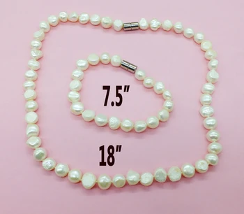 Естествени перли 9 мм!! бял сладководни перли в стил барок, колие, гривна (мощна магнитна обтегач за засмукване)