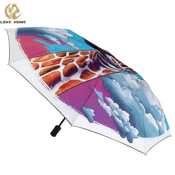 Жираф 8 Ребра Автоматичен Чадър Небето Векторна графика Каркасный чадър от въглеродни влакна С защита от uv Леки чадъри за мъже и жени