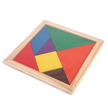 Забавна дървена геометрична пъзел с форма на диамант Танграма за когнитивните интелектуално развитие, детска образователна играчка за обучение