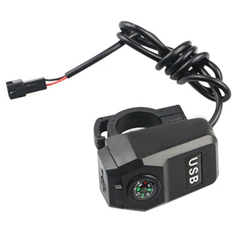 Зарядно за кола USB за электромобиля, 1 бр., Черно PVC, с кука за шлем за зареждане на велосипеди, мотоциклети, екипировка за езда