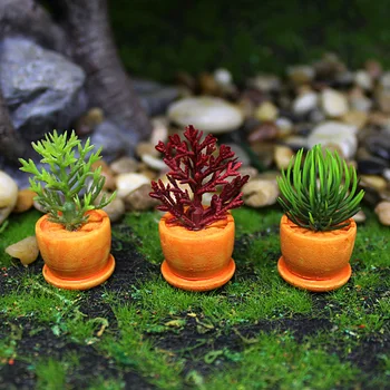 Имитация на зелен Суккулентного растения в мини-саксия от 2 теми, Сладък Имитационный Цвете, Мебели 