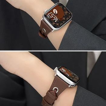 Каишка от естествена кожа За Apple Watch ultra band 49 мм Гривна Iwatch Series 8/7/6/5/4 45 мм 44 мм 42 мм 41 мм 40 мм, 38 мм, Спортен Колан