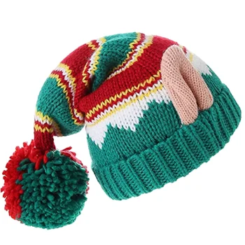 Коледна вязаная капачка за жени, деца и мъже, Коледни шапки с припокриване, шапка на Дядо Коледа, вязаная на една кука за празника