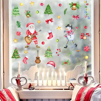 Коледна група, Стикери За Стена под формата на Снежен човек, Прозореца на Хола, Врата, Коледна Украса, Стенни Картини За Дома, Коледа Влак, Стикери За Стена