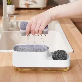Лесен за използване Опаковка сапун с Капацитет 3 в 1 за миене на съдове с Притежателя на гъба за Кухненски плотове, за дома, за мивки