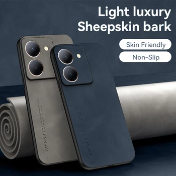 Луксозен калъф за вашия телефон, бизнес човек VIVO Y36 4G 5G от овча кожа, с обектив 