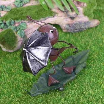 Метална модел мравка, градински декор, фигурка на мравка, 3D озеленяване украшение, настолна статуя за декорация на дворове, косене на тревата на открито