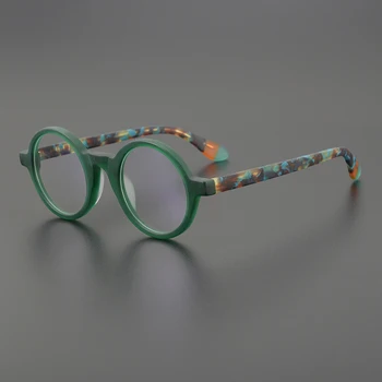 Модни рамки за очила, мъжки висококачествени ацетатные кръгли ретро дизайн оптични очила при късогледство, женски персонални очила