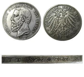 Монета-копие от Немски на ДЪРЖАВАТА Баден 1899 г. със сребърно покритие 5 марки