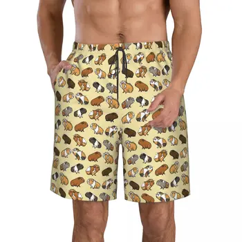 Мъжки ежедневни панталони за разходка с морска свинкой, Плажни панталони с завязками, Комфортни Шорти с плоска предна част на S