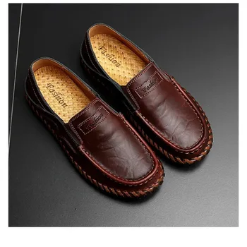 Мъжки обувки с голяма ръчно изработени шевове 39-48 удобна Вътрешна подплата, гумена подметка, защита от сблъсъци и краката, LazyShoes