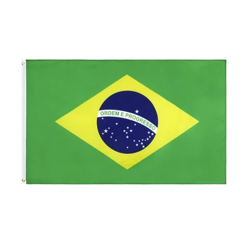 Национален флаг на Бразилия 90x150 см, окачен полиестер, дигитален печат, Бразилия, Бразилски знаме, флаг за празнуване