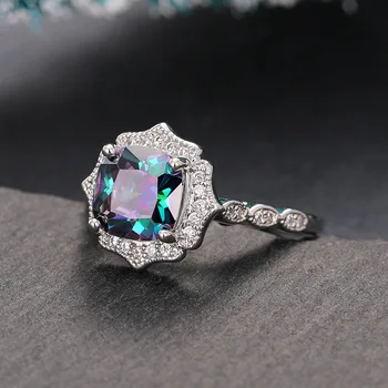 Нежен пръстен от сплав във формата на цвете За жени, Моден Тренд, Цветен пръстен на пръста с Цирконием, женски накити за Годеж