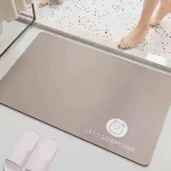 Подложка за пода в банята, противоскользящий подложка за краката в банята, тоалетна сив
