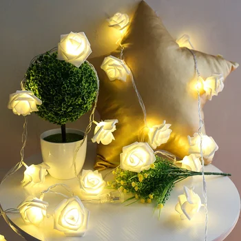 Приказни светлини LED Гирлянди от цветя Рози с USB/батерии Коледни светлини Led Гирлянди за украса на градината на открито